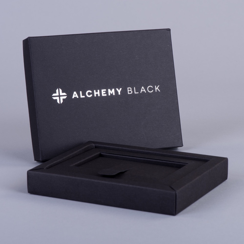 Channel wall lift-off lid promotional box for gift card with board plinth and tab for easy removal, Create-This Ltd