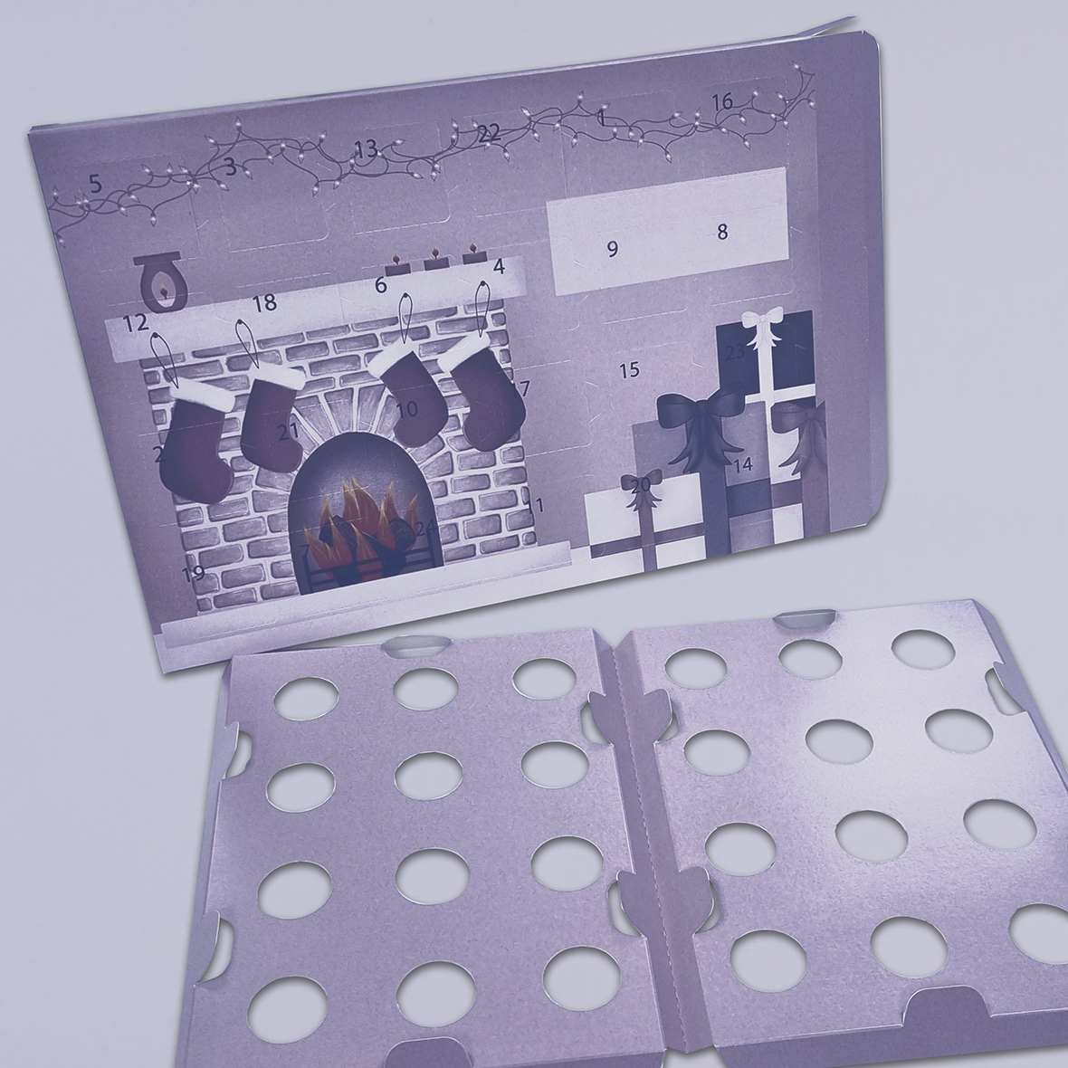 Eco-friendly large advent calendar for tubs 24 windows FSC certified corrugated inner, Create-This Ltd, UK manufactured