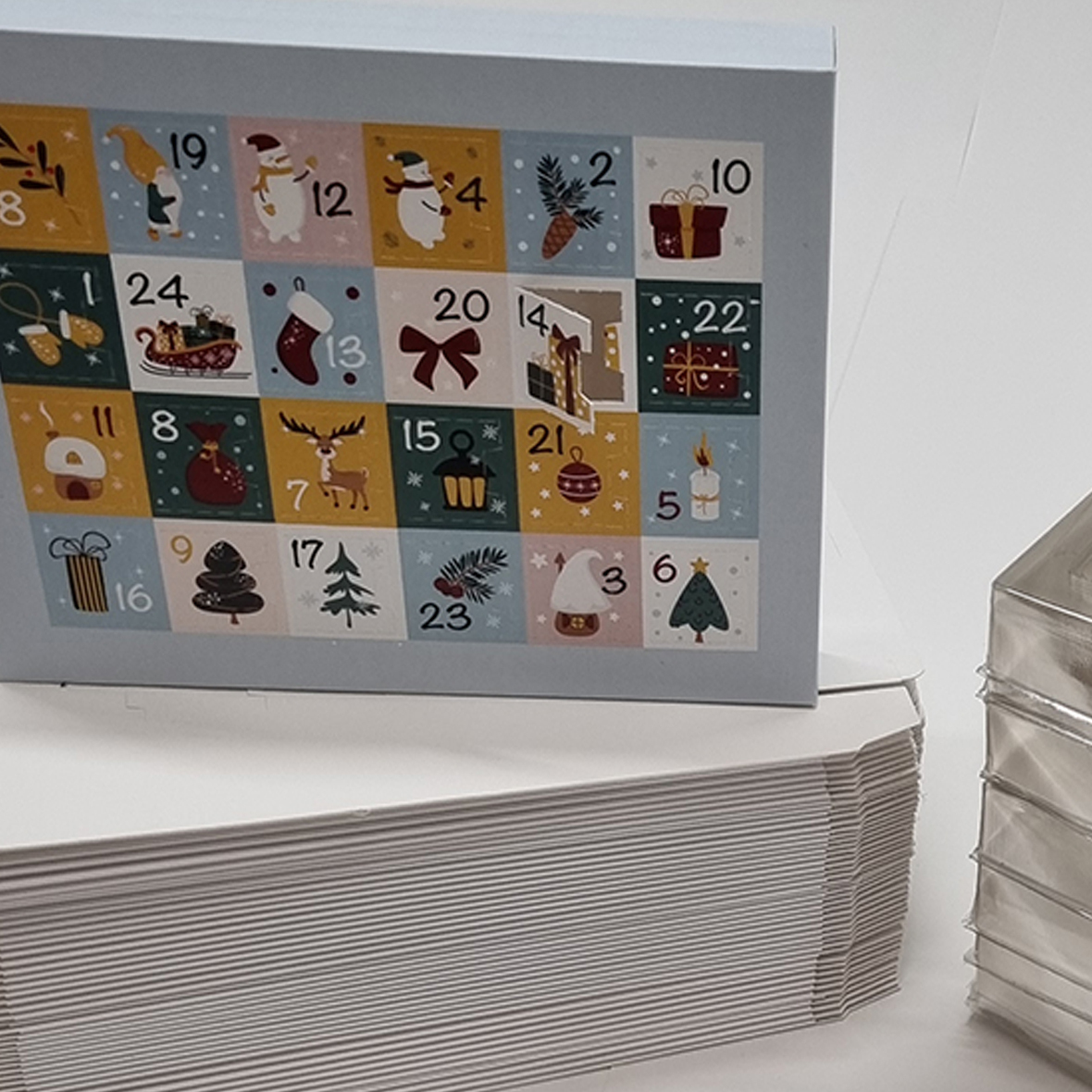 Self-fill advent calendar with recyclable vacuum-formed tray for corporate branding, Create-This Ltd