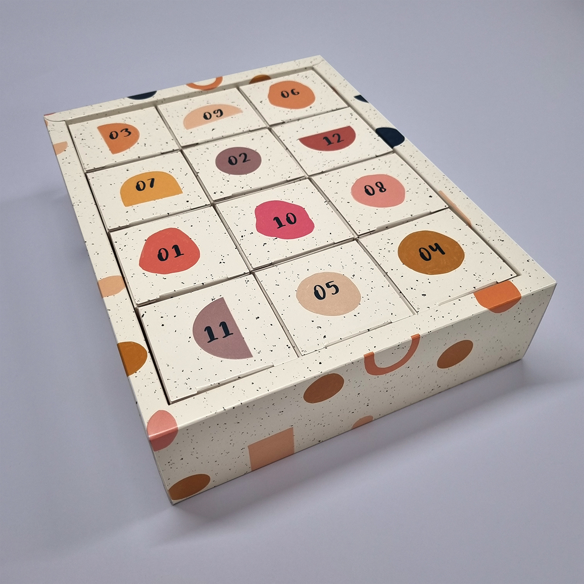 Luxury eco-friendly advent calendar 12 pull-out boxes two format options FSC certified, Create-This Ltd, UK manufactured