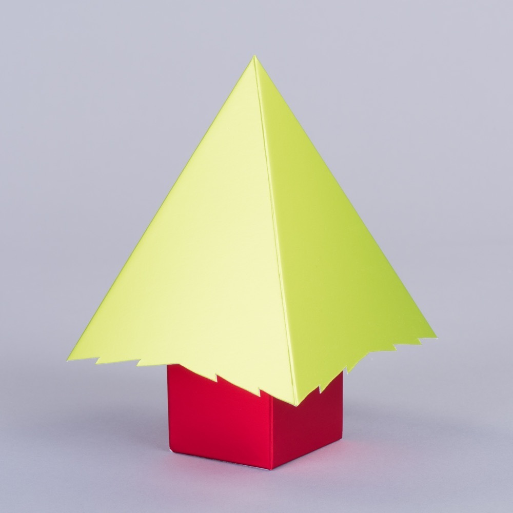 Pop-up Christmas tree with board envelope 3D seasonal direct mail mailer branded packaging, UK manufactured by Create-This Ltd
