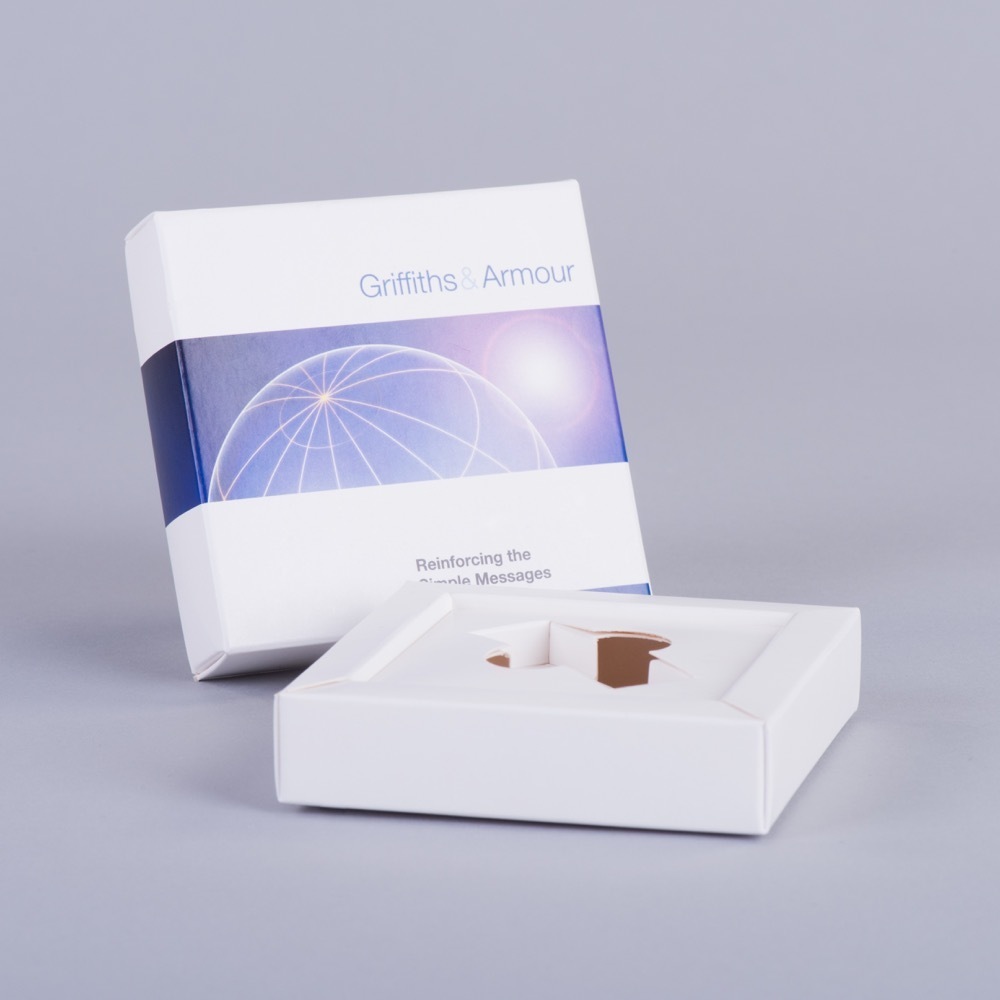 Lift-off lid promotional box for USB with channel wall and printed board fitment, Create-This Ltd, UK manufactured
