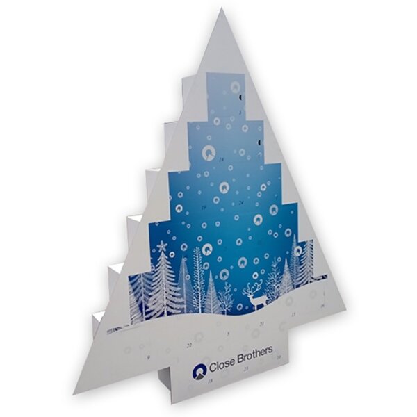 6 foot tall Christmas tree advent calendar large format display for retail and event spaces, Create-This Ltd, UK manufactured