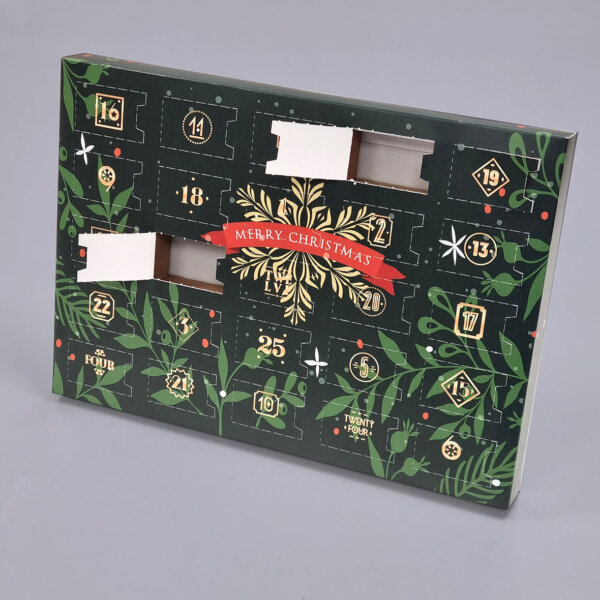 A3 eco-friendly advent calendar 25 windows corrugated inner two depth options FSC certified, Create-This Ltd, UK manufactured