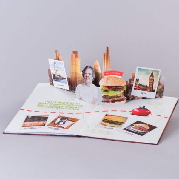 Bespoke hardcover pop-up book case-bound for product launches and corporate brand presentations, Create-This Ltd