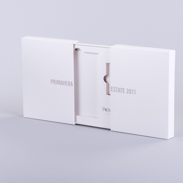 Centre opening rigid style presentation box with board fitment for premium product reveal, Create-This Ltd, UK manufactured