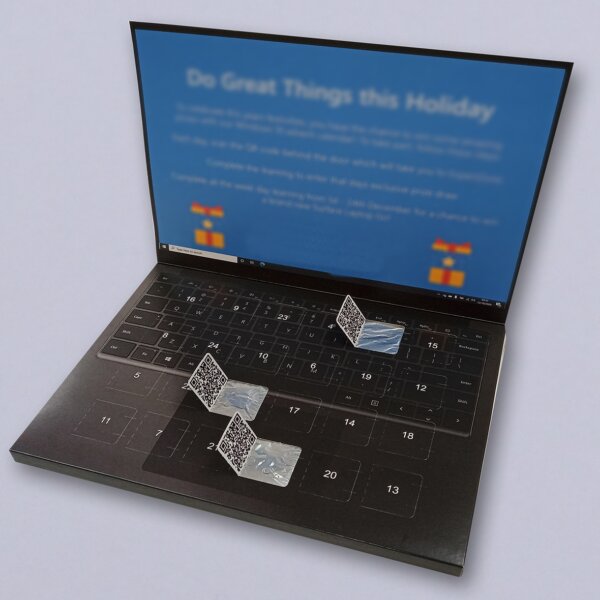 Foiled chocolate tray advent calendar with extra flap pre-filled custom printed both sides, UK manufactured by Create-This Ltd
