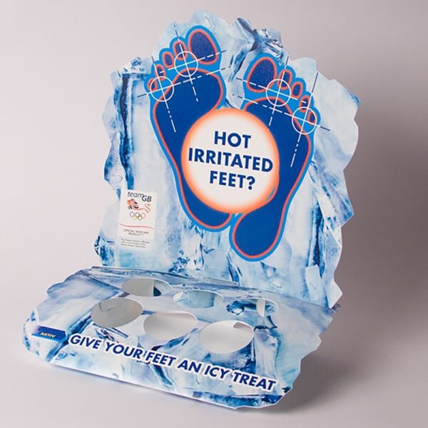 Curved polypropylene product display unit with die-cut apertures for durable retail point of sale, Create-This Ltd