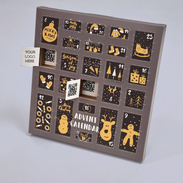 Eco-friendly advent calendar for tubs and bottles 24 mixed-size windows corrugated inner, Create-This Ltd