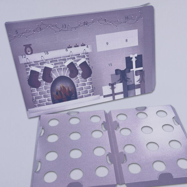 Eco-friendly large advent calendar for tubs 24 windows FSC certified corrugated inner, Create-This Ltd, UK manufactured