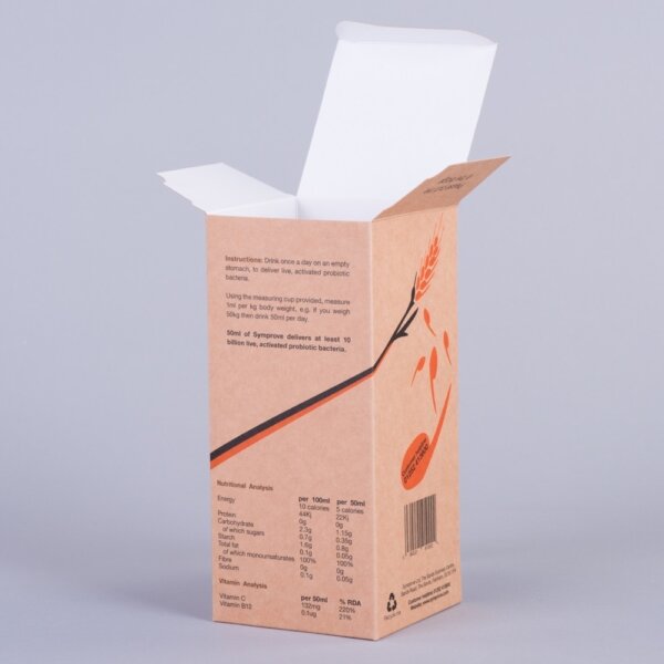 Envelope base carton on kraft board for eco-friendly retail and bottle product packaging, Create-This Ltd