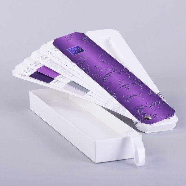 Eyeletted luxury swatch with leaves litho printed Pantone colours for brand guidelines, Create-This Ltd