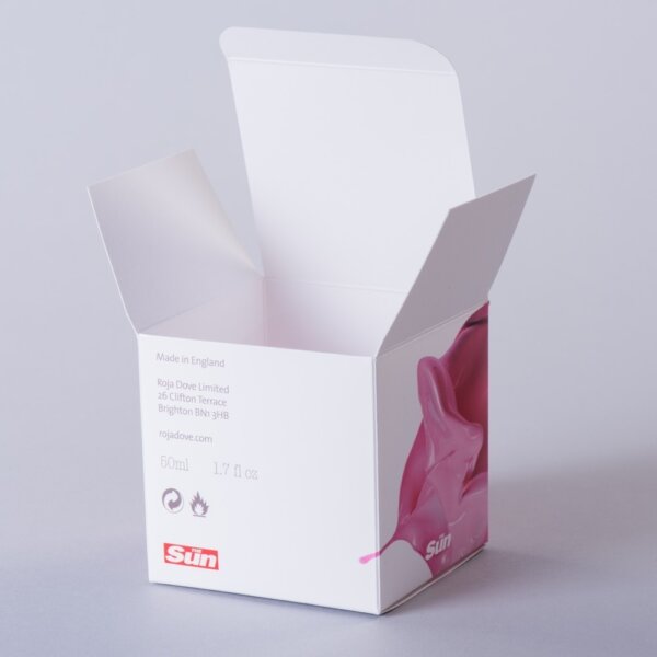 Laminated tuck-in end carton litho printed and gloss laminated for retail product packaging, Create-This Ltd