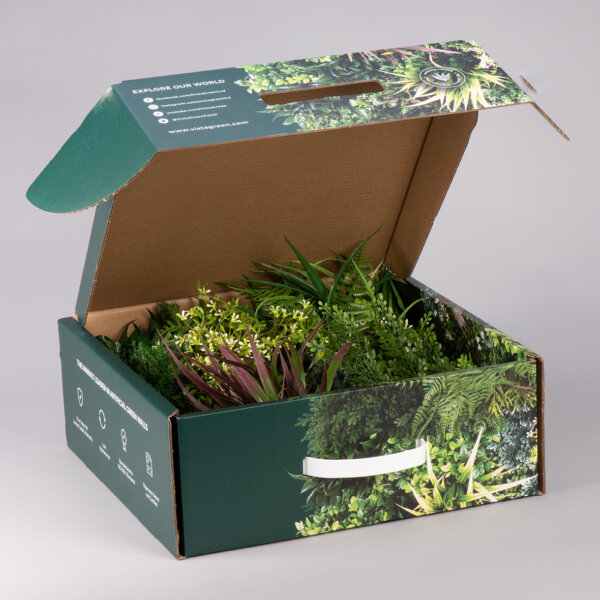 Large custom product sample box digitally printed corrugated with board fitment for brand sampling, UK manufactured by Create-This Ltd