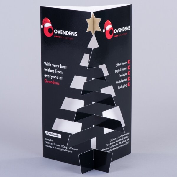 Locking tree direct mail interlocking Christmas card alternative printed one or two sides, UK manufactured by Create-This Ltd