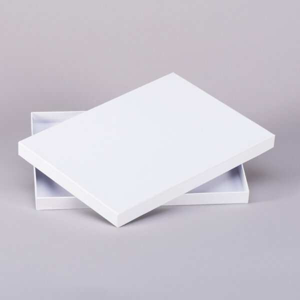 Custom A4 luxury lift-off lid rigid box for document and corporate gift presentation packaging, UK manufactured by Create-This Ltd