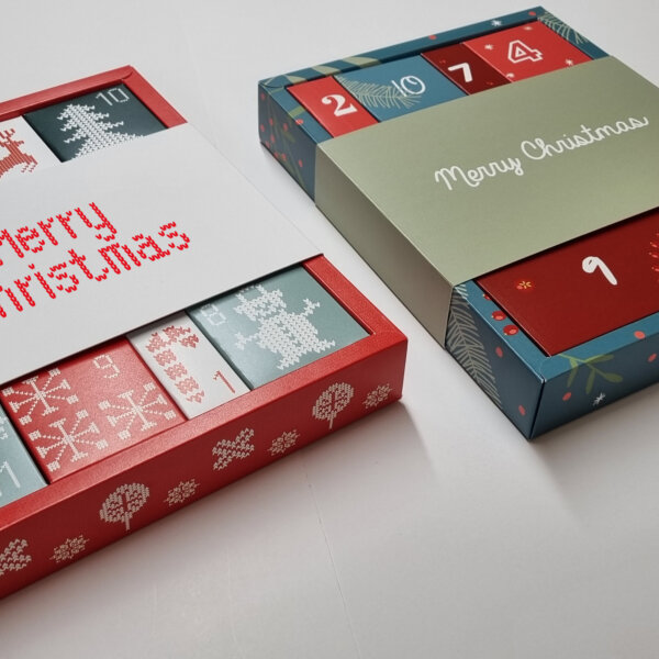 Eco-friendly advent calendar manufactured with FSC-approved materials for sustainable brands, Create-This Ltd