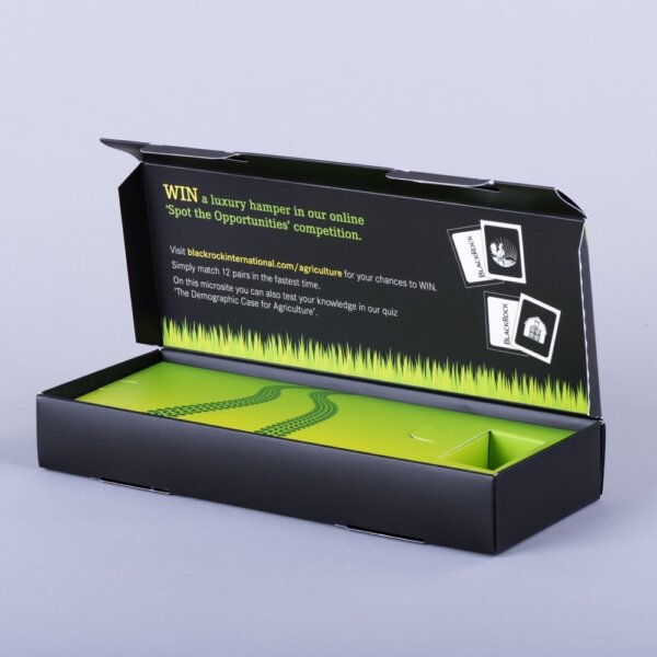 Luxury hinged lid box with board plinth engineered for postal delivery without outer sleeve, Create-This Ltd