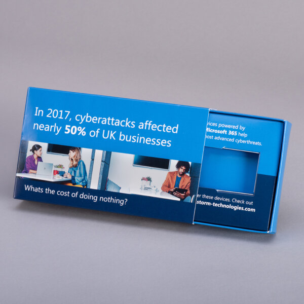 Custom matchbox style sliding box with printed board fitment for retail and promotional packaging, UK manufactured by Create-This Ltd