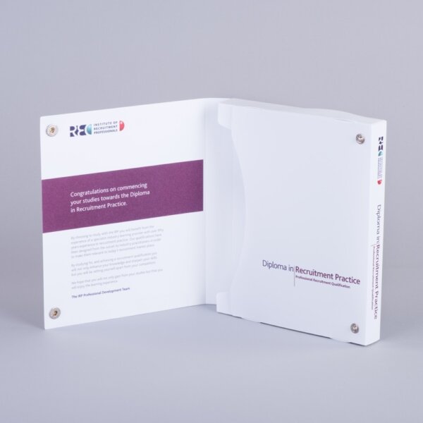 Polypropylene A4 folder with popper pocket closure screen printed for durable corporate use, UK manufactured by Create-This Ltd