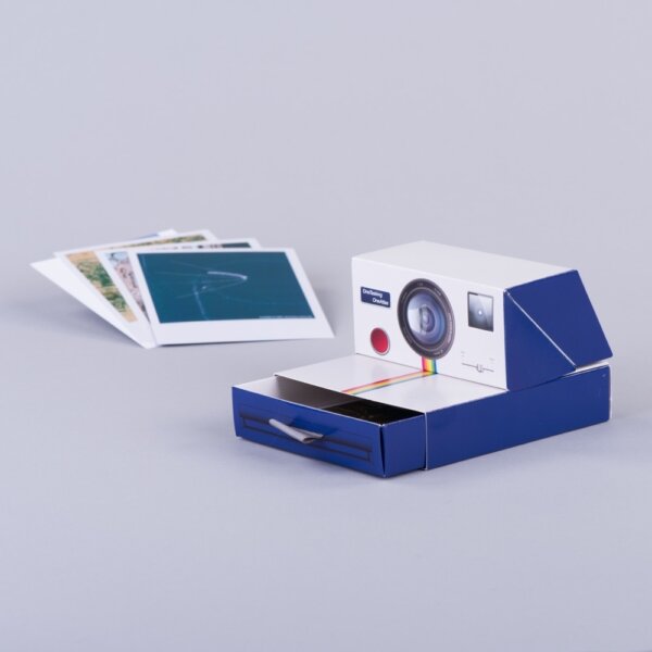 Pop-up camera with notepad tray bespoke direct mail mailer for brand campaigns, UK manufactured by Create-This Ltd