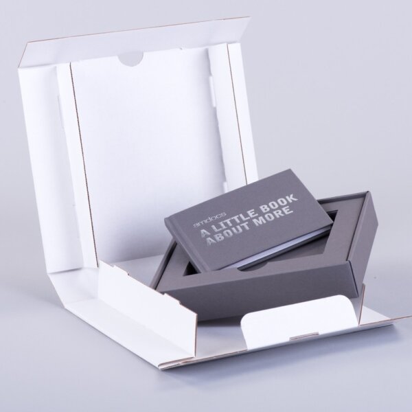 Rigid style lift-off lid box with case-bound book insert foil-blocked coloured material, UK manufactured by Create-This Ltd
