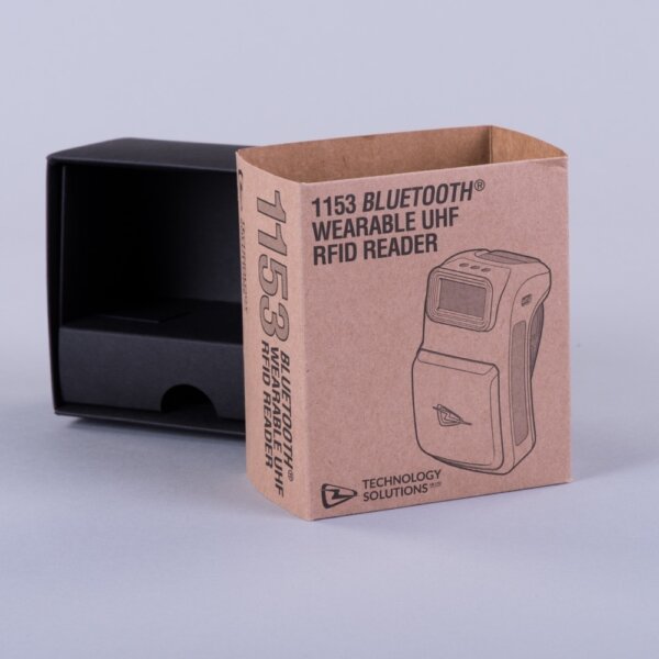 Sliding presentation box kraft board outer black inner with board fitment for retail packaging, UK manufactured by Create-This Ltd